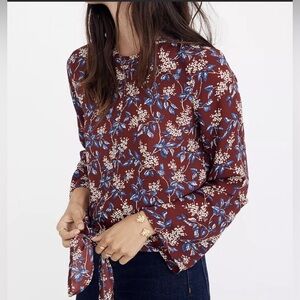 Madewell Bell-Sleeve Tie Top in Antique Flora
